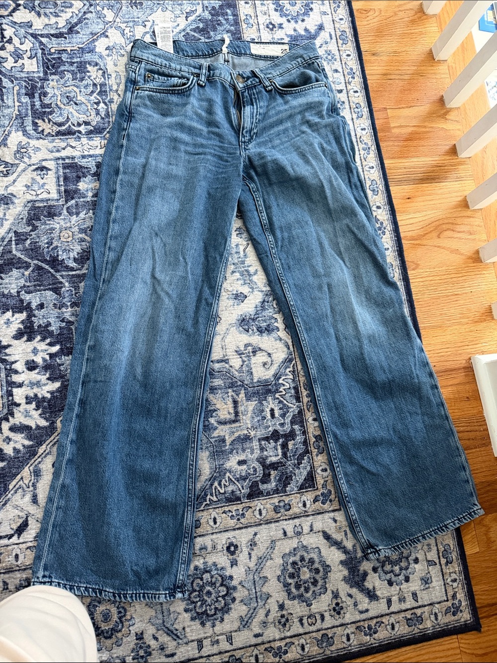 rag & bone Wide-Leg Jeans in Medium Blue Wash